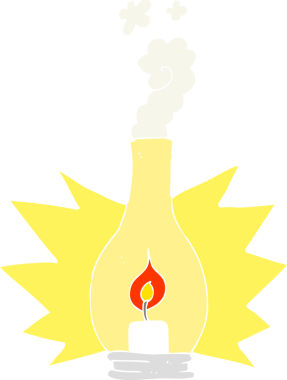 Bir insan tarafından çizilmiş eski cam fenerin düz renk çizimi