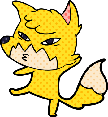 Bir insan tarafından çizilmiş akıllı çizgi film tilkisi.