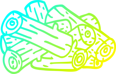 Bir insan tarafından çizilmiş bir yığın kütüğün soğuk gradyan çizimi