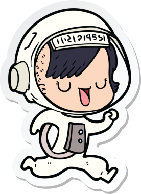 Bir insan tarafından çizilmiş astronot bir kadının çıkartması.