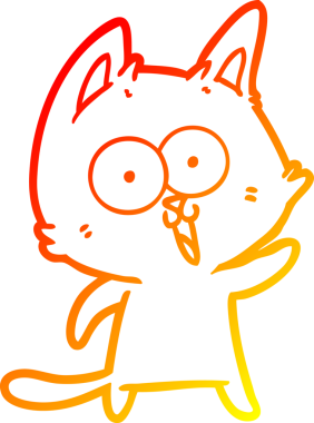 Bir insan tarafından çizilmiş komik bir çizgi film kedisinin sıcak çizgi çizimi