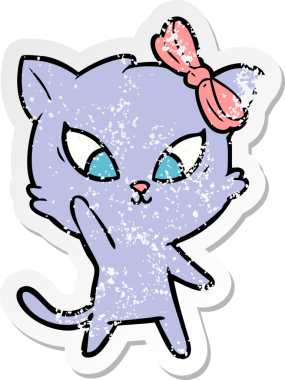 Bir insan tarafından çizilmiş karikatür bir kedinin sıkıntılı çıkartması.