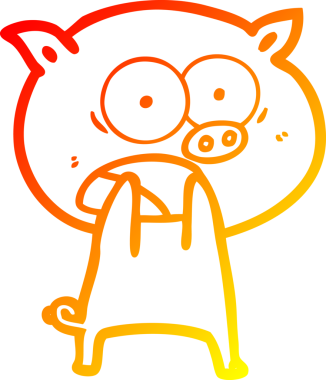 Bir insan tarafından çizilmiş bağıran çizgi film domuzu çizimi.