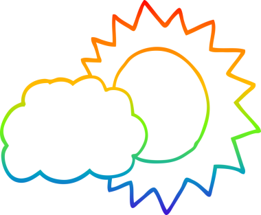 gökkuşağı gradyanı bir insan tarafından çizilmiş karikatür hava durumu çizimi