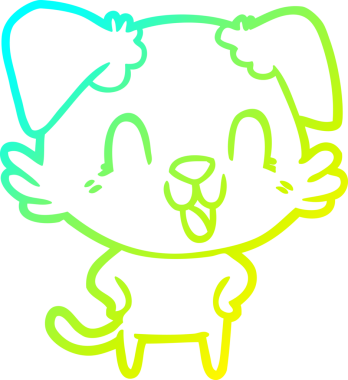 Bir insan tarafından çizilmiş gülen çizgi film köpeğinin soğuk çizgisi.