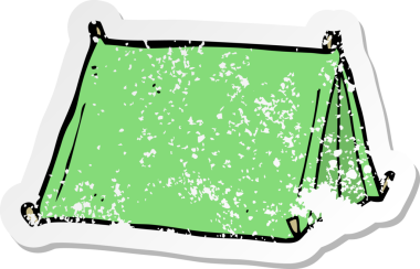 Bir insan tarafından çizilmiş geleneksel bir çadırın gerilimli çıkartması.