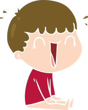 Bir insan tarafından çizilmiş düz renkli karikatür adam.