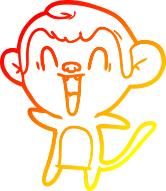 Bir insan tarafından çizilmiş gülen maymun çizgi çizimi.