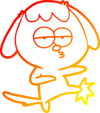 İnsan tarafından çizilmiş, canı sıkılan bir köpeğin sıcak çizgi çizimi.