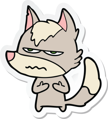 Bir insan tarafından çizilmiş kızgın bir kurdun çıkartması.