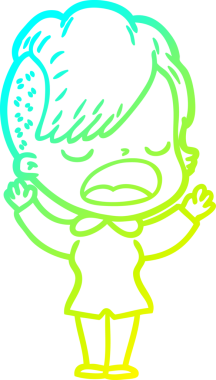 Bir insan tarafından çizilmiş havalı bir hippi kızın soğuk gradyan çizimi.