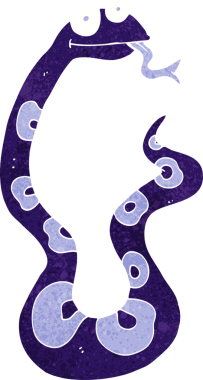 Bir insan tarafından çizilmiş çizgi film yılanı.