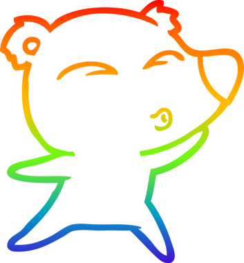 gökkuşağı gradyan çizgi çizimi bir insan tarafından çizilmiş bir karikatür ıslık ayı