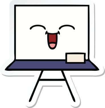 Bir insan tarafından çizilmiş beyaz bir karikatür çıkartması.