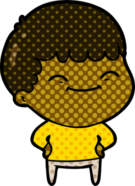 Bir insan tarafından çizilmiş mutlu çocuk çizgi filmi.