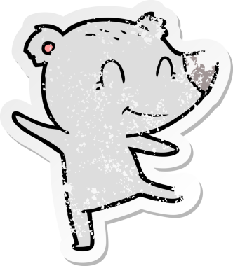 Bir insan tarafından çizilmiş dost canlısı bir ayının sıkıntılı çıkartması.