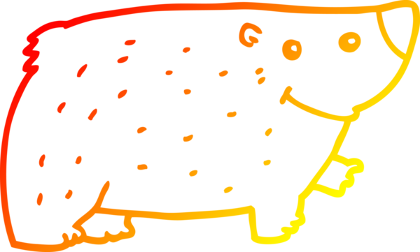 Bir insan tarafından çizilen çizgi film ayısının sıcak çizgi çizimi