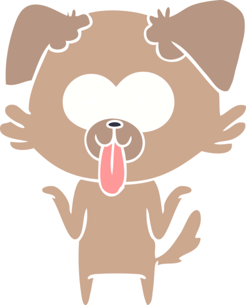 Düz renkli çizgi film köpeğinin dili bir insan tarafından çizilmiş.