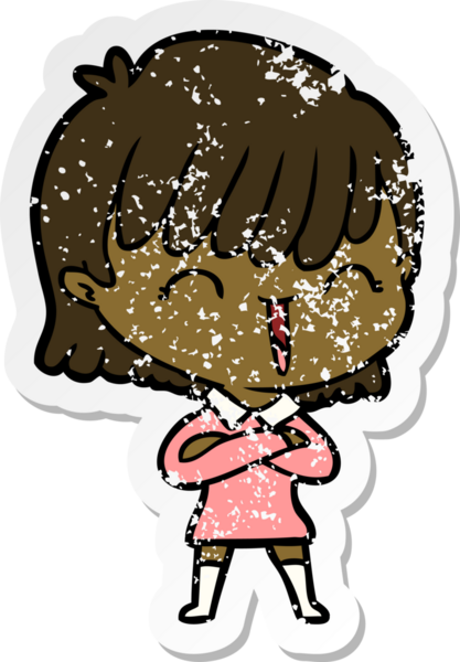 Bir insan tarafından çizilmiş karikatür bir kadının sıkıntılı çıkartması.