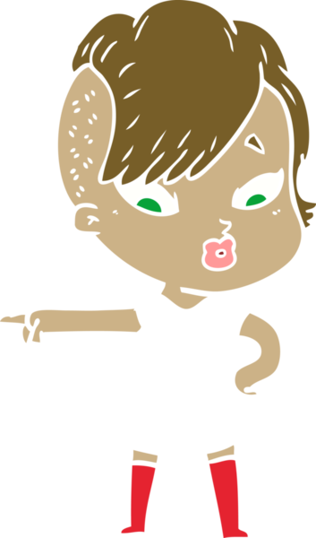 Düz renkli çizgi film. Bir insan tarafından çizilen kız şaşırdı.