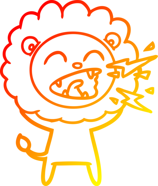 Bir insan tarafından çizilen kükreyen bir aslanın sıcak çizgi çizimi