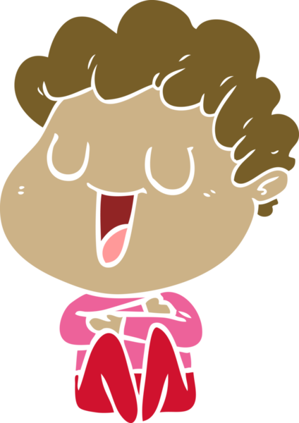 Bir insan tarafından çizilmiş düz renkli karikatür adam.