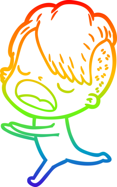 Gökkuşağı gradyan çizgi çizimi bir insan tarafından çizilen havalı hippi kız çizimi