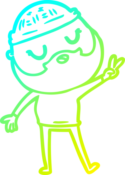 Bir insan tarafından çizilmiş sakallı bir çizgi film karakteri.