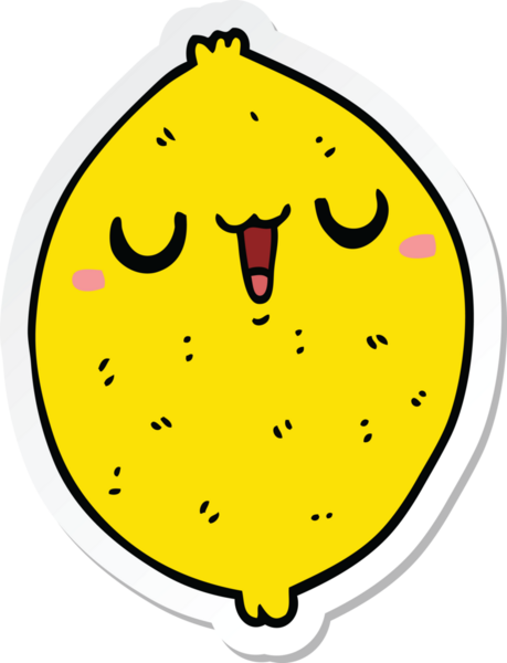 Bir insan tarafından çizilmiş mutlu limon çıkartması.