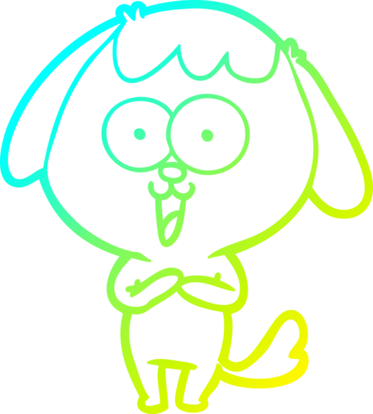 Bir insan tarafından çizilmiş şirin bir çizgi köpeğin soğuk gradyan çizgisi.