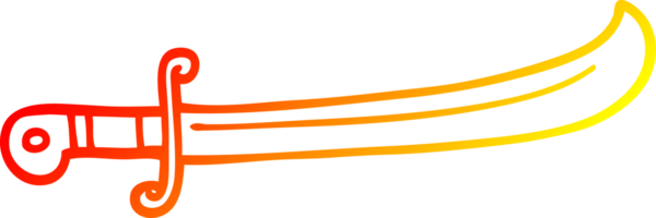 Bir insan tarafından çizilmiş mücevherli bir kılıcın çizgi çizimi.