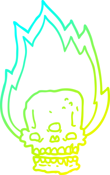 Soğuk gradyan çizgisi, bir insan tarafından çizilmiş ürkütücü bir çizgi film alevli kafatası.