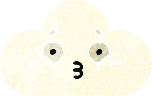 Bir insan tarafından çizilmiş beyaz bir bulutun retro çizim tarzı karikatürü