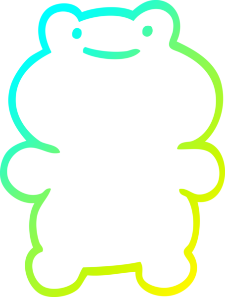 Bir insan tarafından çizilmiş komik bir kurbağanın soğuk çizgi çizimi.