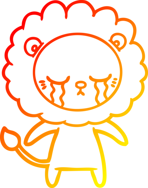 Bir insan tarafından çizilmiş, ağlayan bir aslanın sıcak çizgi çizgisi.