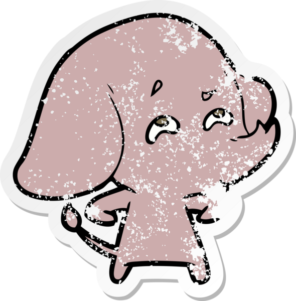 Bir insan tarafından çizilmiş karikatür filinin sıkıntılı çıkartması