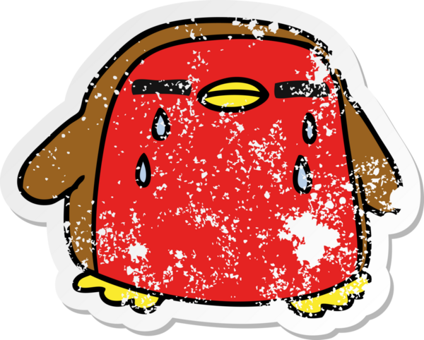 Bir insan tarafından çizilmiş serbest sticker çizgi film Şirin kawaii kırmızı robin