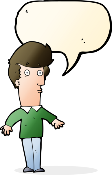 Bir insan tarafından çizilmiş konuşma baloncuğu olan ürkmüş bir adam.