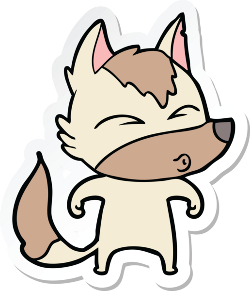 Bir insan tarafından çizilmiş bir kurt çizgi filminin etiketi.