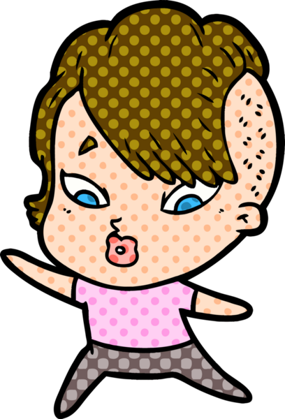 Bir insan tarafından çizilmiş, şaşırmış bir kız.