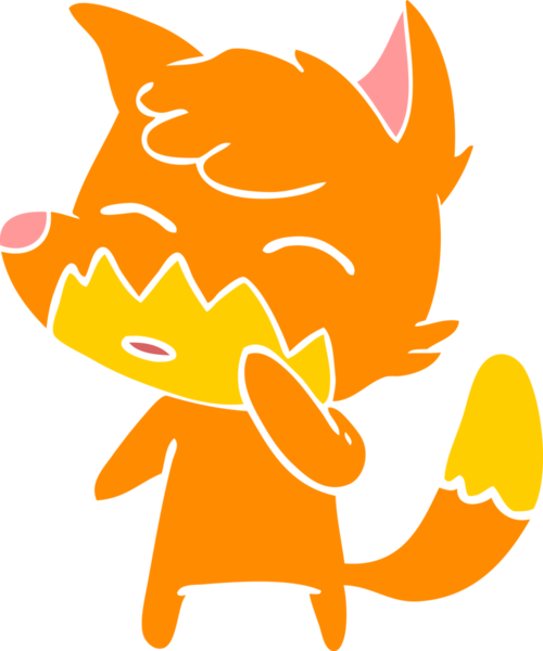 Bir insan tarafından çizilmiş düz renk çizgi film tilkisi