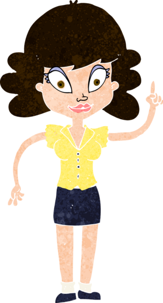 Bir insan tarafından çizilmiş mutlu bir kadın çizgi filmi.