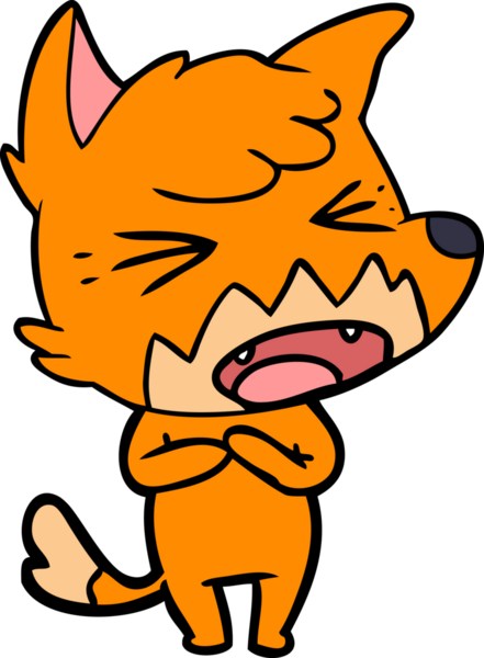 Bir insan tarafından çizilmiş kızgın çizgi film tilkisi.