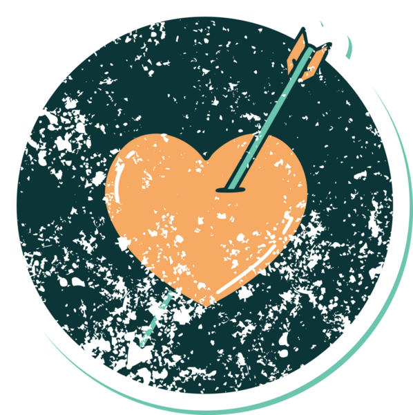 Bir insan tarafından çizilmiş ok ve kalbin sembolik depresif dövme görüntüsü