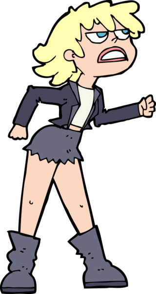 Bir insan tarafından çizilmiş kızgın motorcu kız.