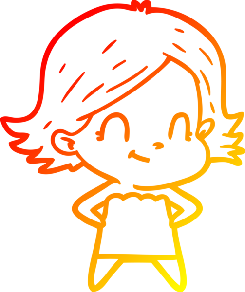 Bir insan tarafından çizilmiş, karikatür dostu bir kız çizimi.