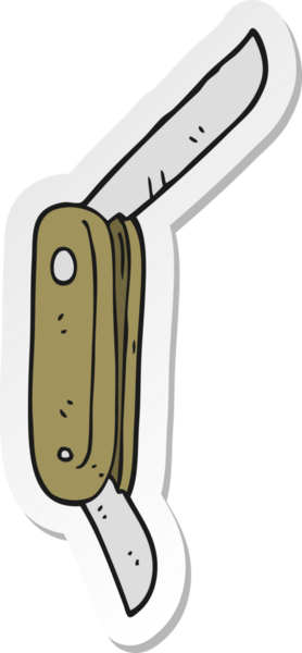 Bir insan tarafından çizilmiş bir çizgi film bıçağının çıkartması.