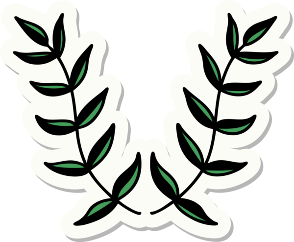 Bir insan tarafından çizilmiş defne defne stili dövme çıkartması.