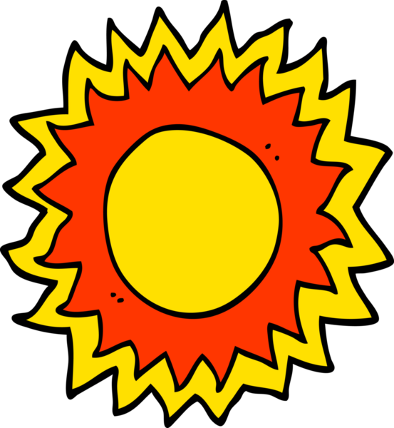 Bir insan tarafından çizilmiş çizgi film güneşi.