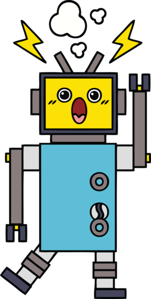 Bir insan tarafından çizilmiş arızalı bir robot çizimi.